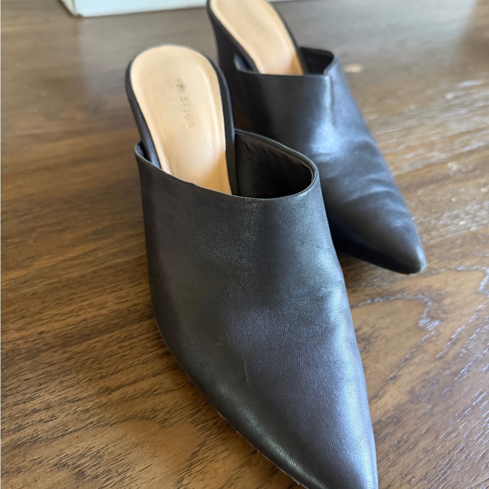 Via Spiga Black Leather Women's Mules